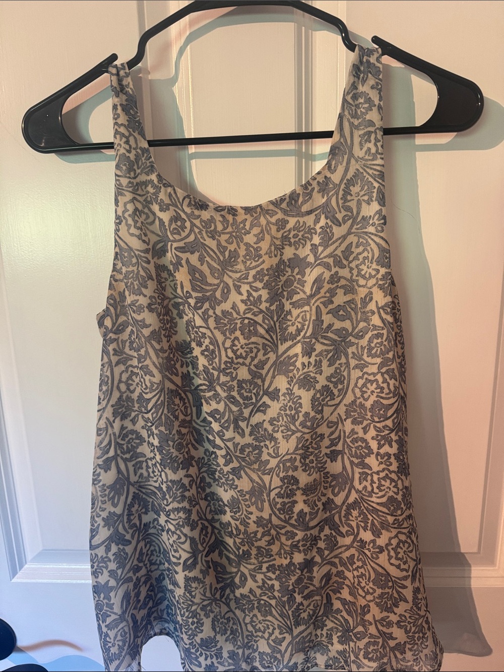 Cato Beige Tank Top with Blue/Gray Floral Print